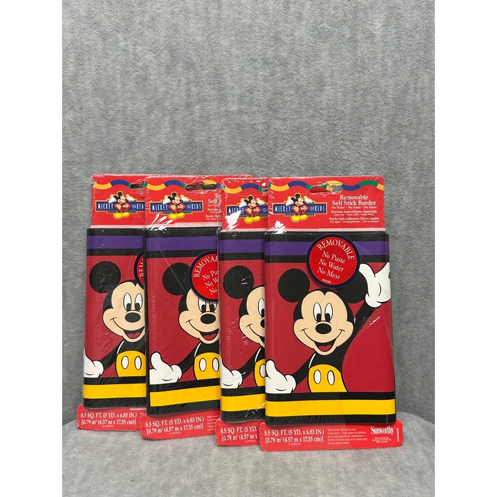 Mickey Mouse Self Stick Wallpaper Border 4 Roll Sunworthy Red 635284 5yd x 6.8in